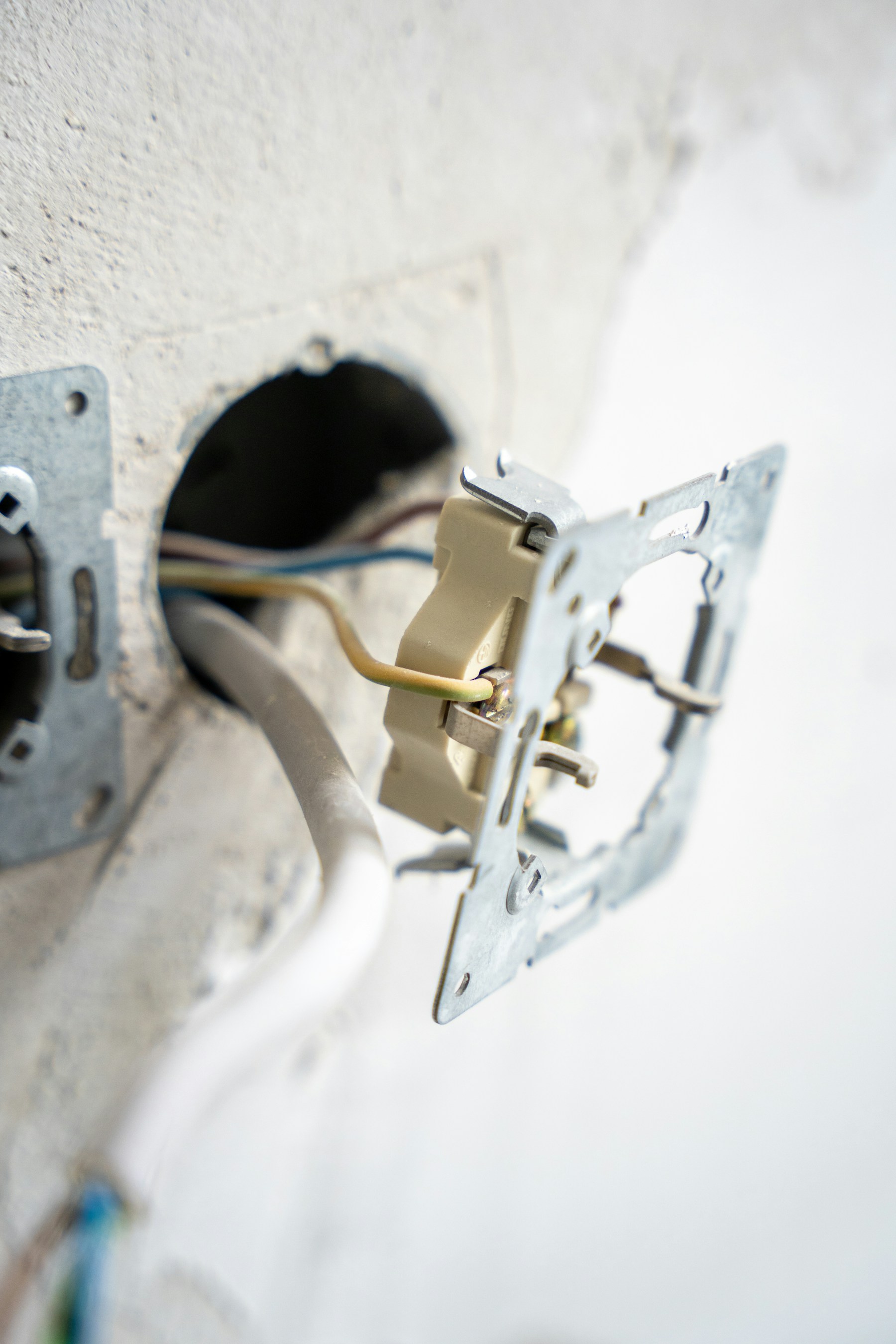 Residential electrical outlet installation in progress